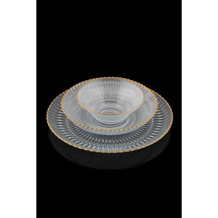 12 dalių stalo rinkinys skaidrus/auksinis/stiklas