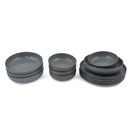 12 dalių valgomojo indų rinkinys, pilkos spalvos / porcelianas