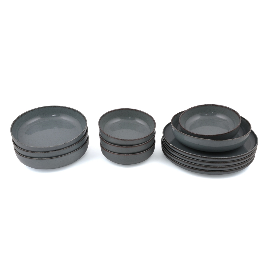 12 dalių valgomojo indų rinkinys, pilkos spalvos / porcelianas