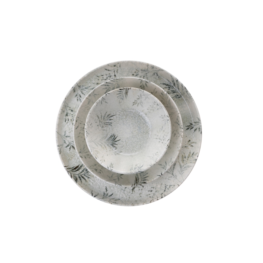 12 dalių valgomojo indų rinkinys, pilkos spalvos, porcelianas