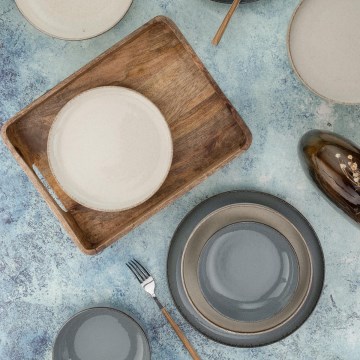 16 dalių stalo indų rinkinys, pilka/smėlio spalvos, porcelianas