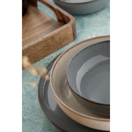 16 dalių stalo indų rinkinys, pilka/smėlio spalvos, porcelianas