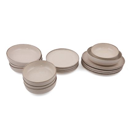 16 dalių stalo indų rinkinys smėlio spalvos/porcelianas