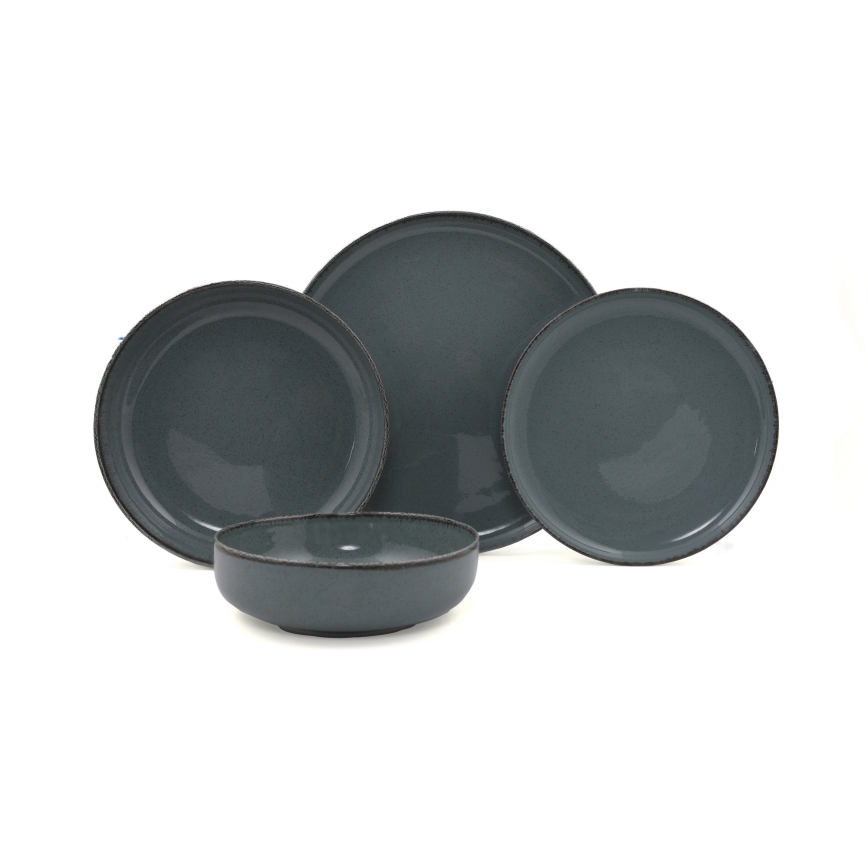 16 dalių valgomųjų indų rinkinys, pilkas/porcelianas