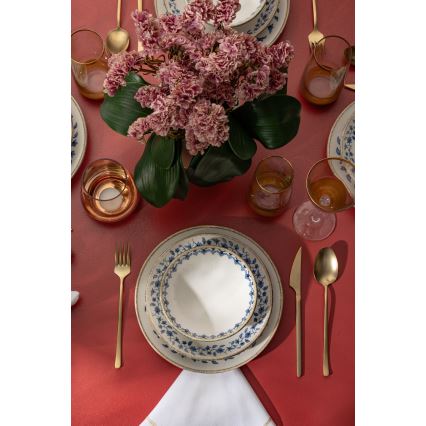 18 dalių indų rinkinys, baltas/mėlynas, porcelianas