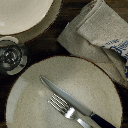 18 dalių indų rinkinys, smėlio spalvos/porcelianas