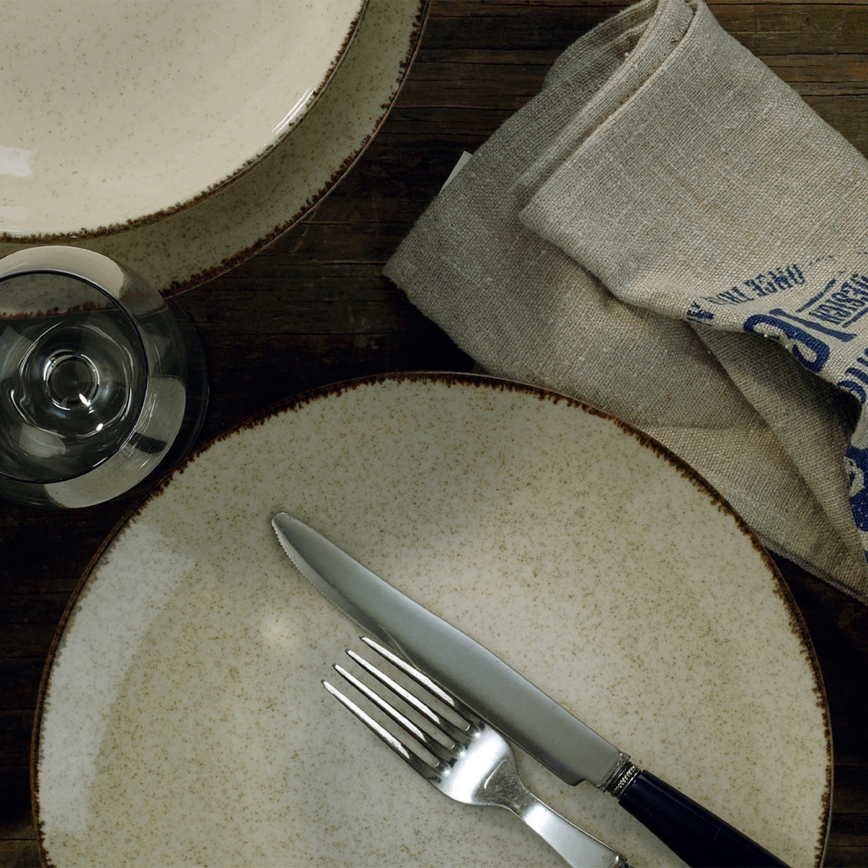 18 dalių indų rinkinys, smėlio spalvos/porcelianas