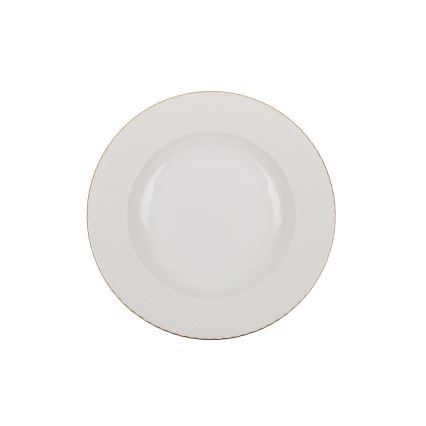 18 dalių stalo indų rinkinys, baltas/auksinis, porcelianas