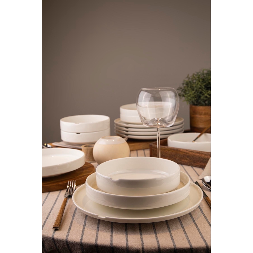 18 dalių stalo indų rinkinys, baltas/porcelianas