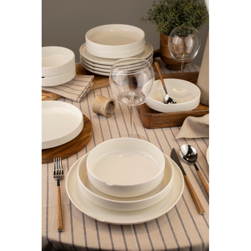 18 dalių stalo indų rinkinys, baltas/porcelianas