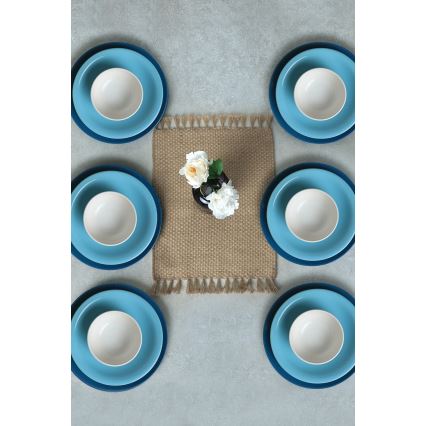 18 dalių stalo indų rinkinys mėlyna/balta/keramika