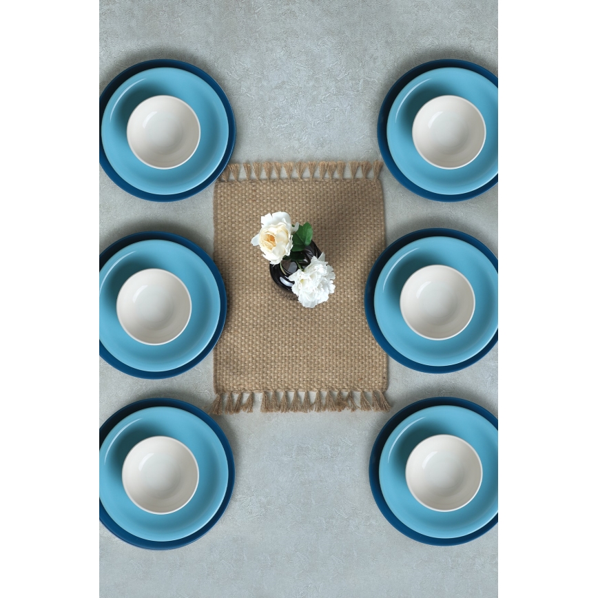 18 dalių stalo indų rinkinys mėlyna/balta/keramika