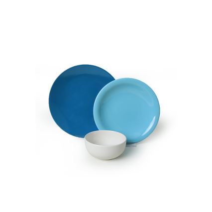 18 dalių stalo indų rinkinys mėlyna/balta/keramika