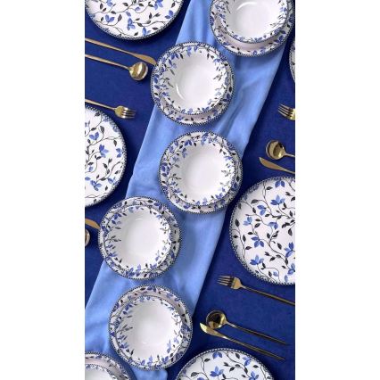 18 dalių stalo indų rinkinys, mėlyna/balta, keramika