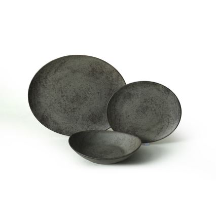 18 dalių valgomojo indų rinkinys antracitas/žalia/akmens masė
