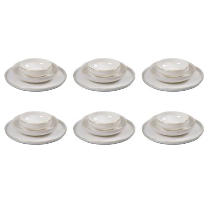 18 dalių valgomojo indų rinkinys, baltas/auksinis, porcelianas