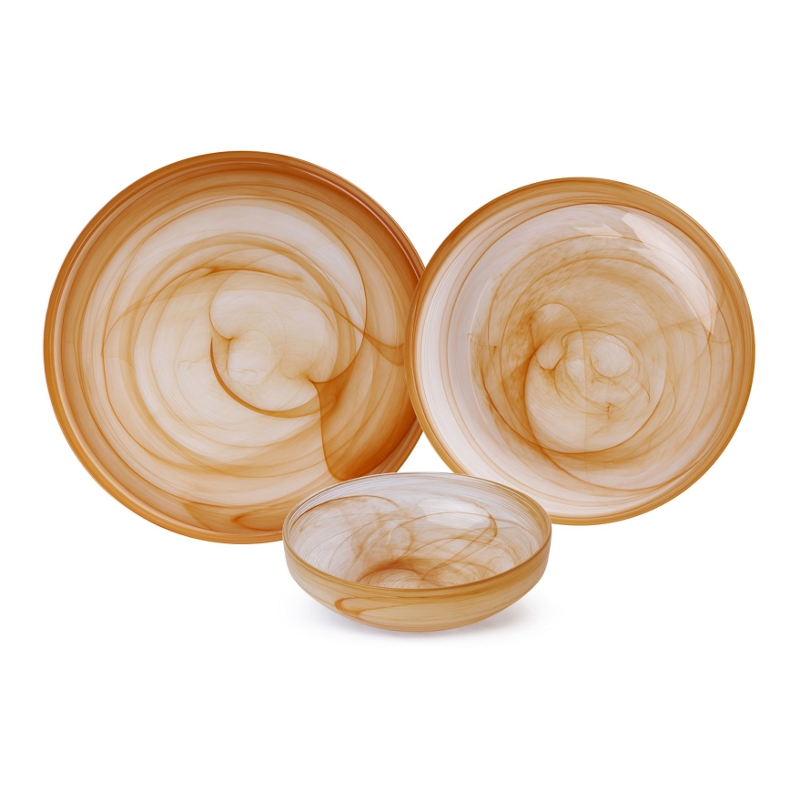 18 dalių valgomojo indų rinkinys, oranžinės spalvos / stiklas