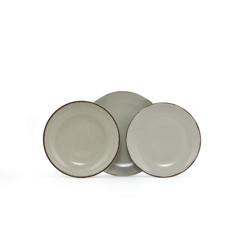 18 dalių valgomojo indų rinkinys, žalias/porcelianas