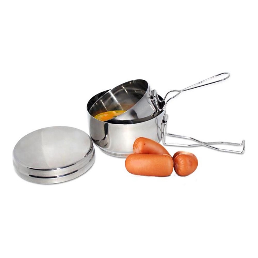 2 dalių nerūdijančio plieno stovyklavimo indų rinkinys