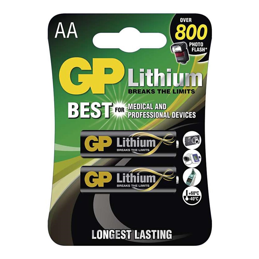 2 vnt Ličio baterijos AA GP LITHIUM 1,5V