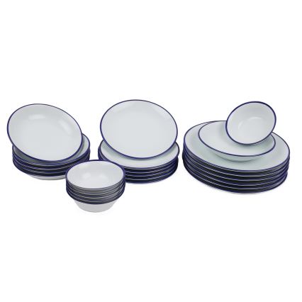 24 dalių indų rinkinys baltas/mėlynas/porcelianas