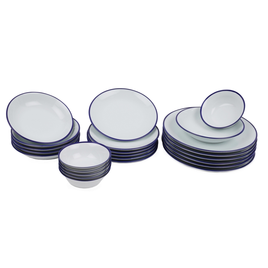 24 dalių indų rinkinys baltas/mėlynas/porcelianas