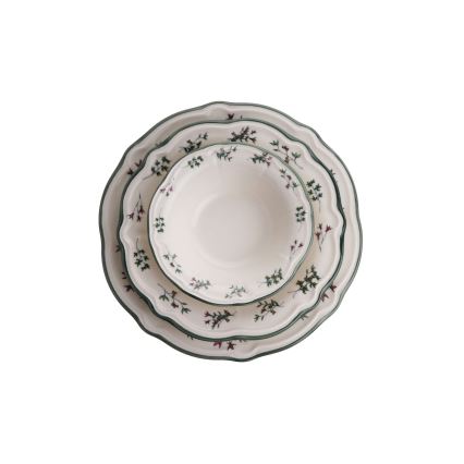 24 dalių indų rinkinys, baltas/žalias, porcelianas