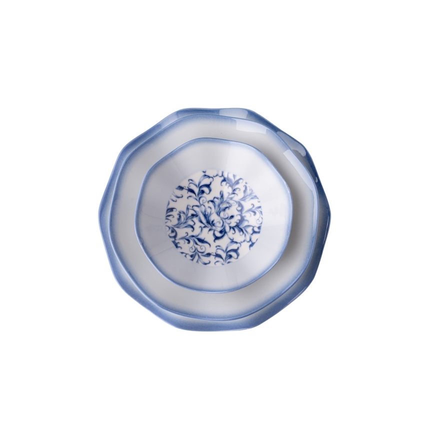 24 dalių indų rinkinys, mėlynas, pagamintas iš porceliano