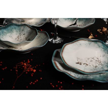 24 dalių indų rinkinys, mėlynas/porcelianas