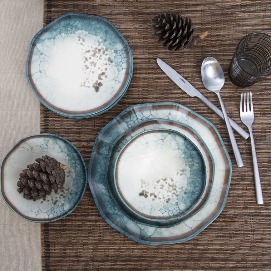 24 dalių indų rinkinys, mėlynas/porcelianas