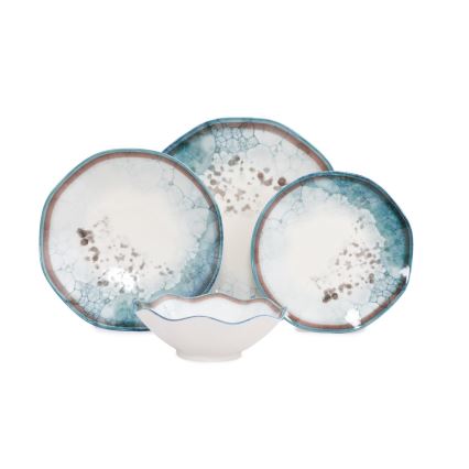 24 dalių indų rinkinys, mėlynas/porcelianas