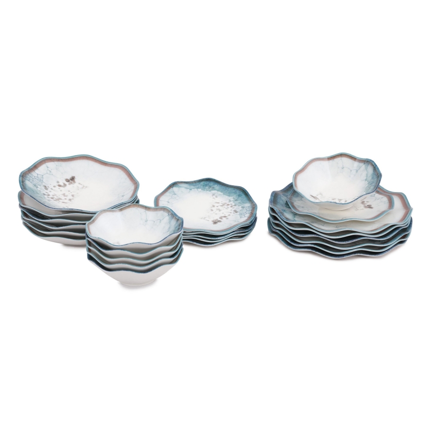 24 dalių indų rinkinys, mėlynas/porcelianas