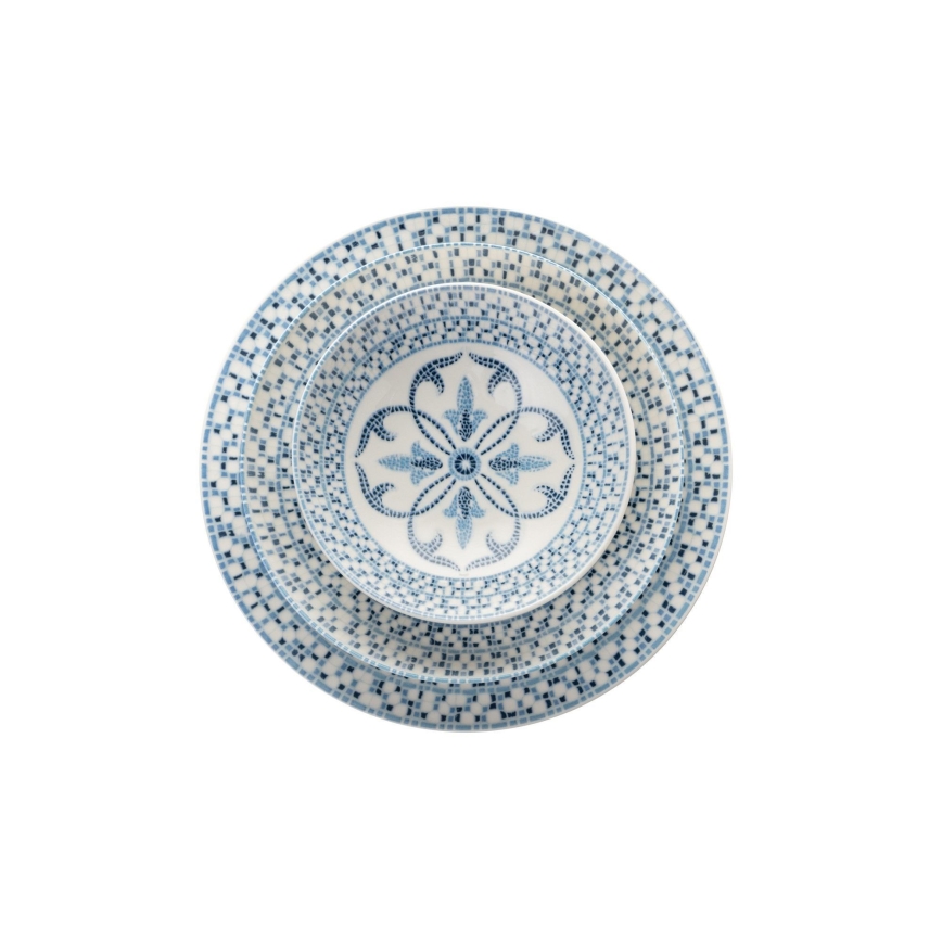 24 dalių indų rinkinys, mėlynas/porcelianas