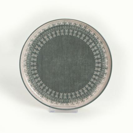 24 dalių indų rinkinys, smėlio/žalios spalvos, iš akmens masės