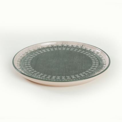 24 dalių indų rinkinys, smėlio/žalios spalvos, iš akmens masės