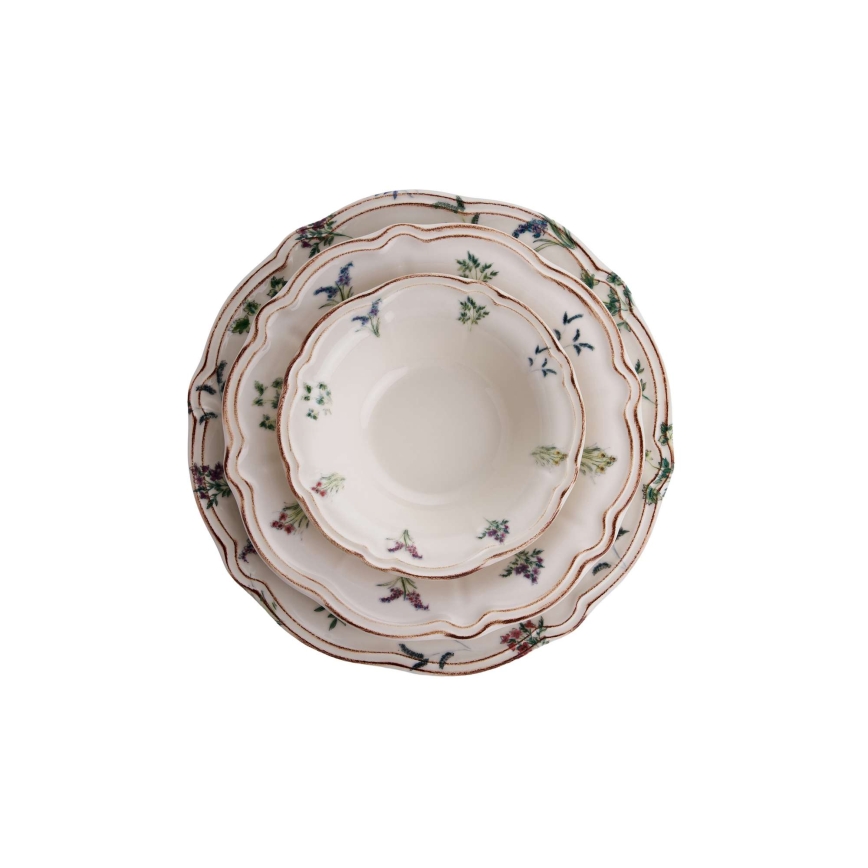 24 dalių įvairiaspalvis porcelianinis indų rinkinys