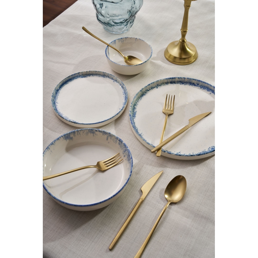 24 dalių porcelianinis indų rinkinys, baltas/mėlynas
