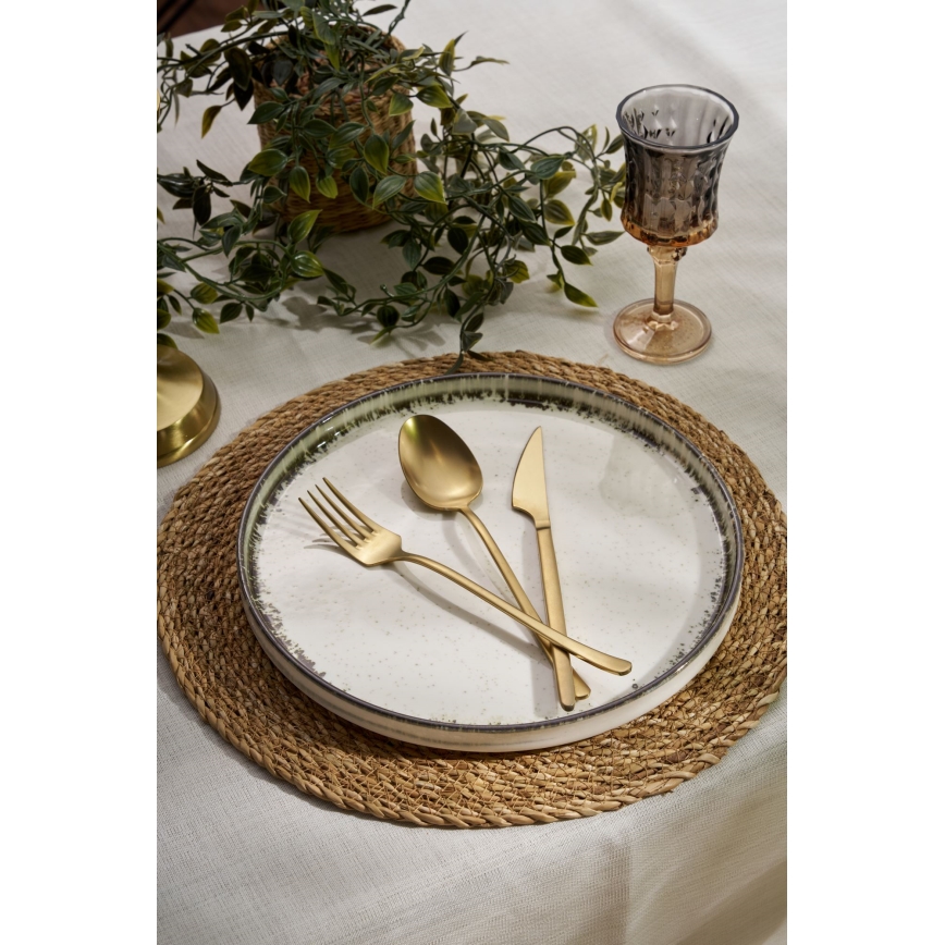 24 dalių porcelianinis valgomojo indų rinkinys, baltas/rudas