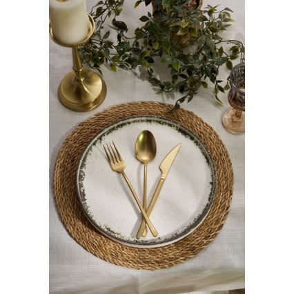 24 dalių porcelianinis valgomojo indų rinkinys, baltas/rudas