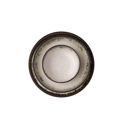 24 dalių porcelianinis valgomojo indų rinkinys, baltas/rudas