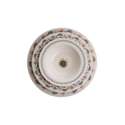 24 dalių ryškiaspalvis porcelianinis indų rinkinys