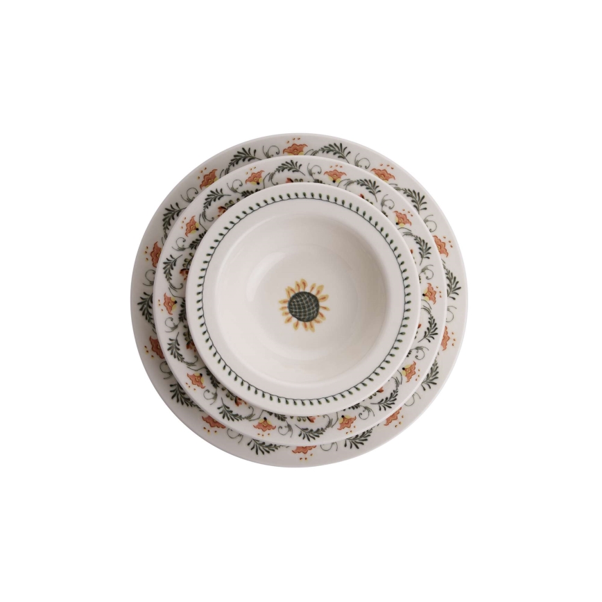 24 dalių ryškiaspalvis porcelianinis indų rinkinys