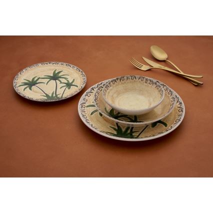 24 dalių ryškių spalvų keraminis indų rinkinys