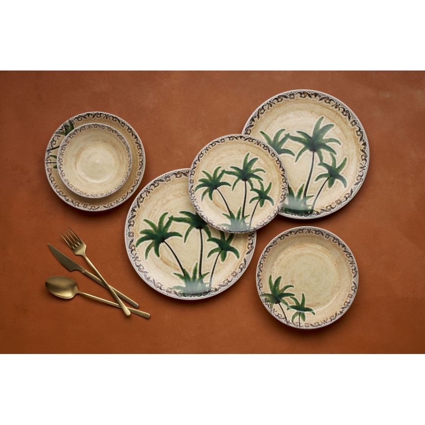 24 dalių ryškių spalvų keraminis indų rinkinys