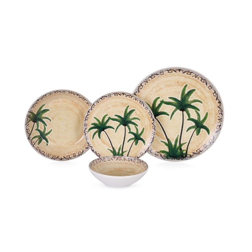 24 dalių ryškių spalvų keraminis indų rinkinys