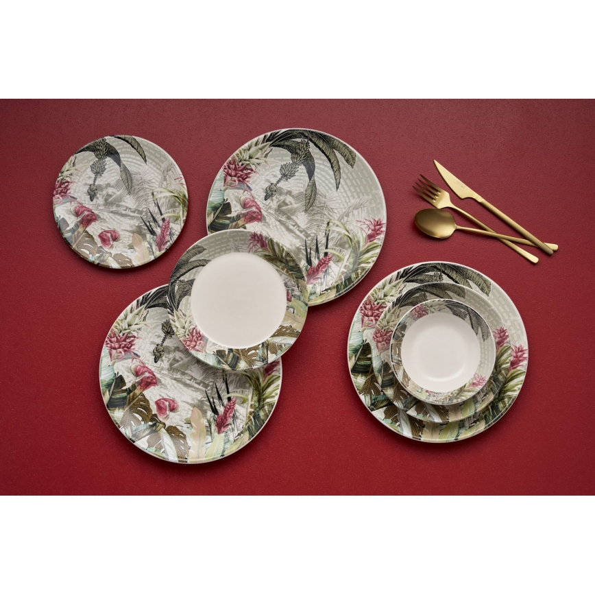 24 dalių spalvingas/keraminis indų rinkinys