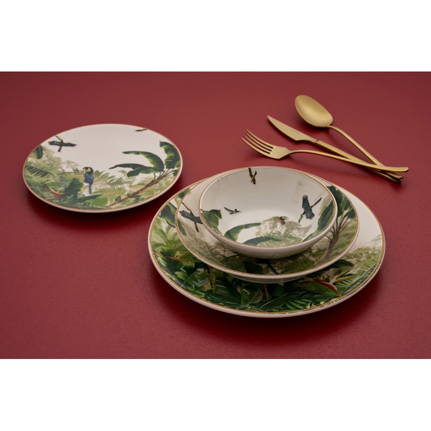 24 dalių spalvingas keraminis stalo indų rinkinys