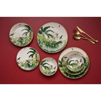 24 dalių spalvingas keraminis stalo indų rinkinys