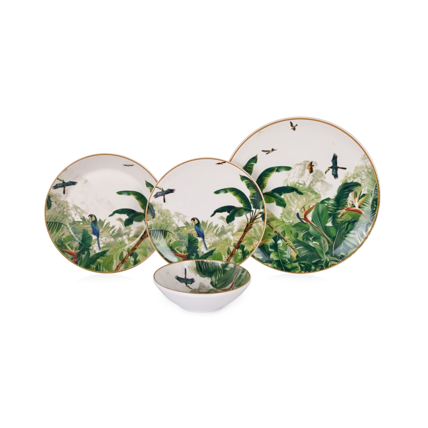 24 dalių spalvingas keraminis stalo indų rinkinys