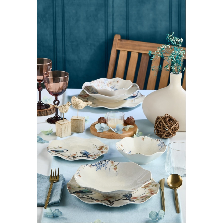 24 dalių spalvotas porcelianinis indų rinkinys